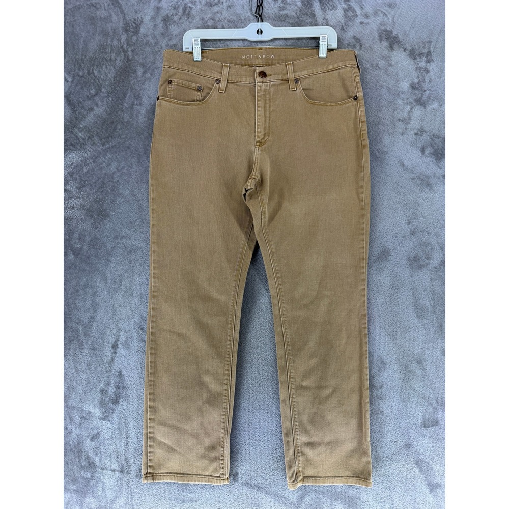 Mott & Bow Pants Mens 33x30 Mercer Khaki Tan Straight Leg NZ-640 EUC